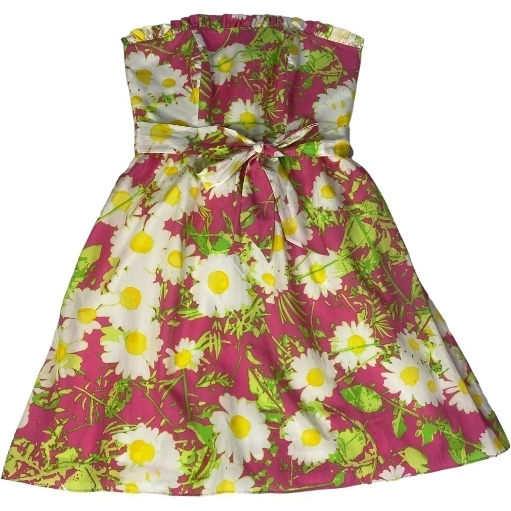 Lilly Pulitzer Hotty Pink Floral Strapless Dress 0 - Picture 7 of 8